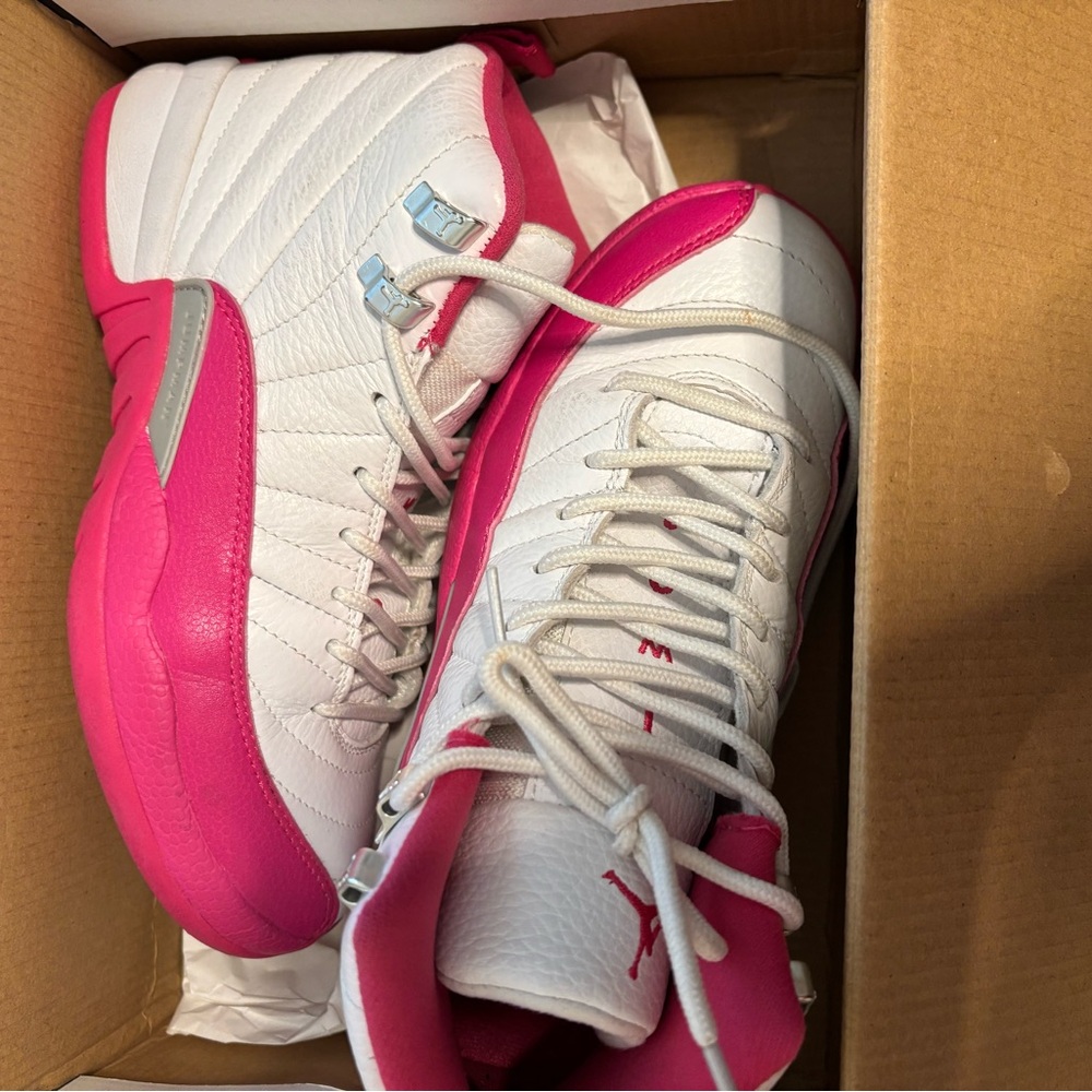 Jordan White and Pink High-Top Sneakers